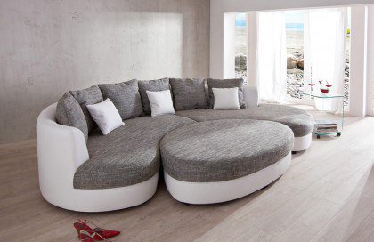 Limoncello von Benformato - Rundsofa grau-weiß
