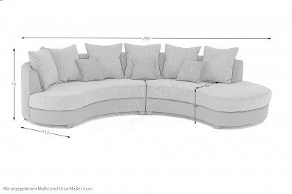 Limoncello von Benformato - Rundsofa grau-weiß