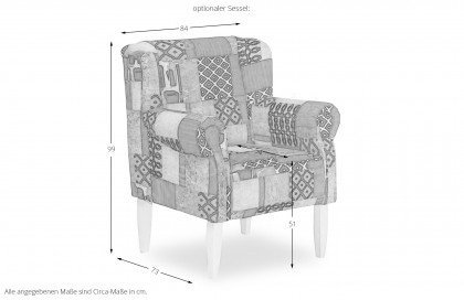 Moro von Benformato - Küchensofa 2-sitzig beige-rot-ocker